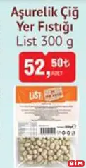LİST AŞURELİK ÇİĞ YER FISTIĞI 300 G
